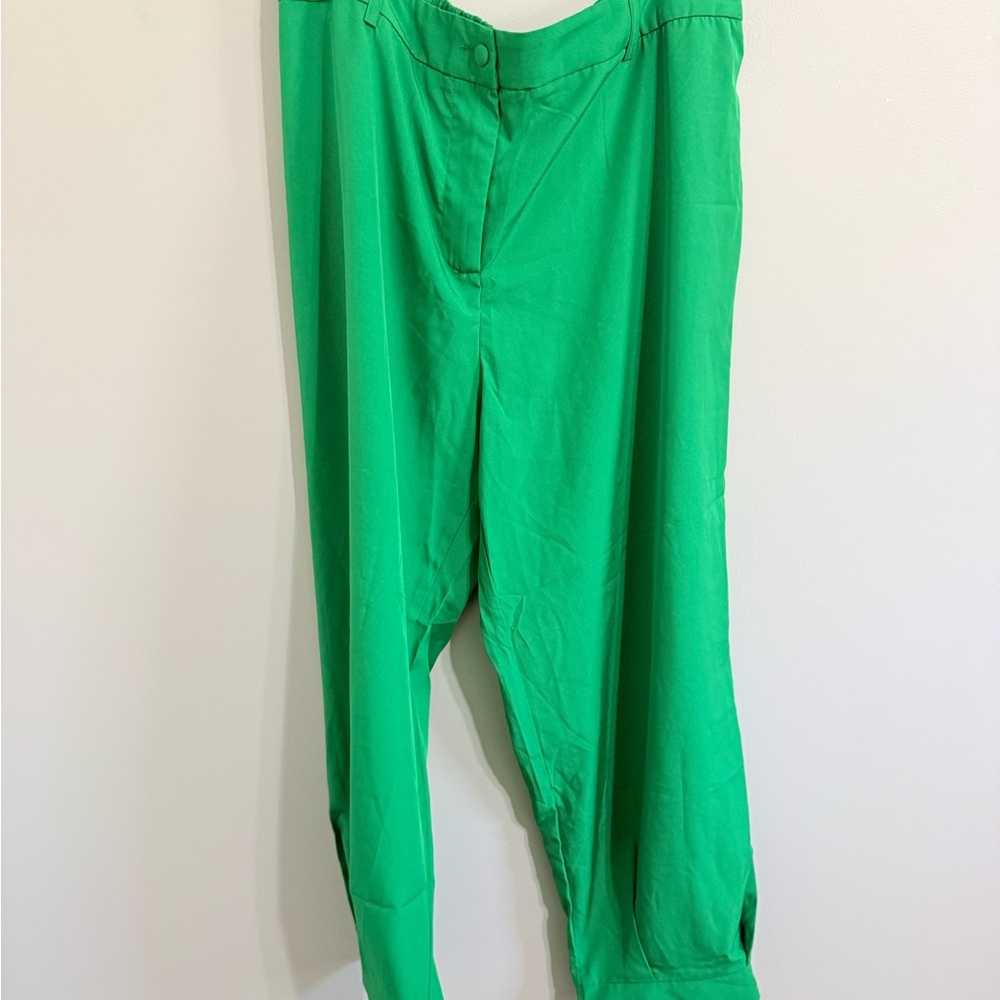 SHEIN Emerald Green High-Waist Tapered Pants